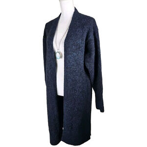 ZARA ~Woman XS-S~ Navy Blue Knit Long Open Front Oversized Coatigan Sweater NWT.